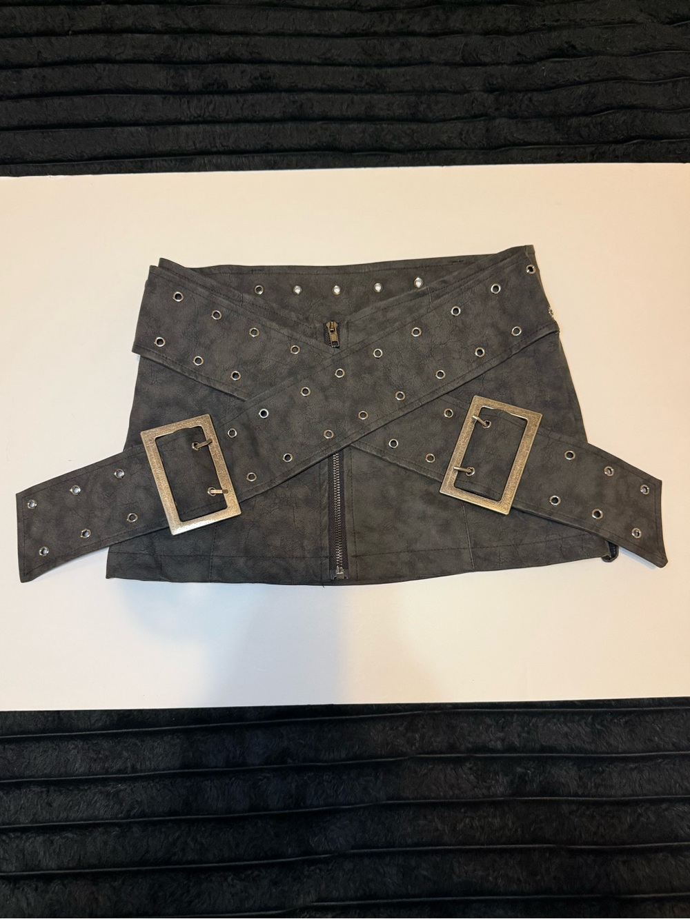 EGO Faux Suede Belted Waist Mini Skirt